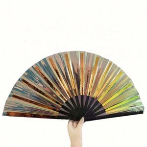 Abanico Plegable Grande de 13 Pulgadas/33 cm, Diseño de Rosas Hecho a Mano, Marco de Bambú Negro, Tela y Plástico, Regalo Perfecto para Fiestas, Abanico para Eventos - Product Image 4