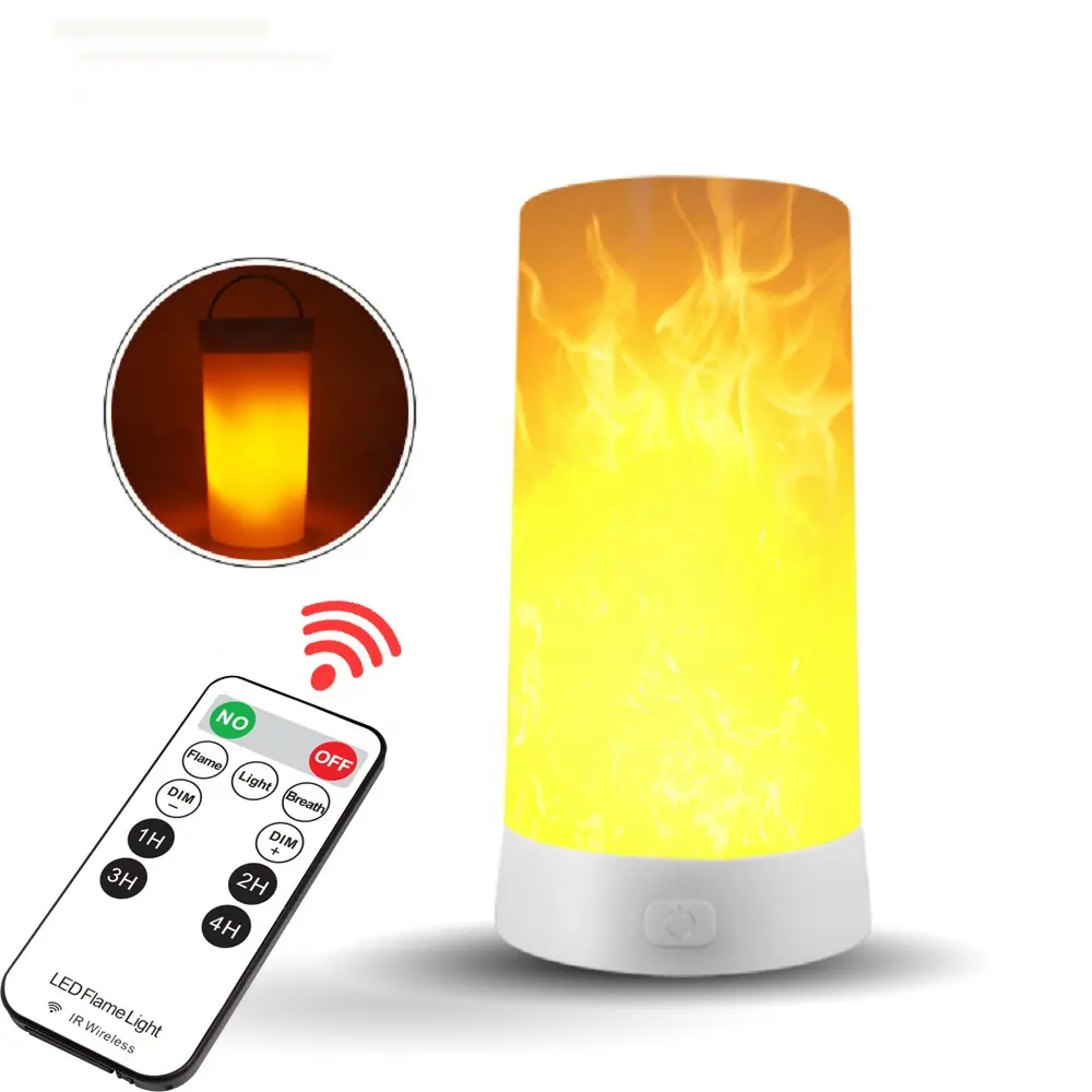 Led Flame Effect Light Usb Rechargeable Flame Table Lamp Waterproof Flickering Flame Lantern with Remote for Party Bar
