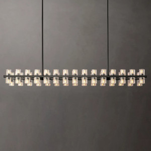 Fashion American Hotel Dining Room Light Fixture Luxury Black Led Chandelier Modern Rectangle Kitchen Island Brass Chandelier - Product Image 1