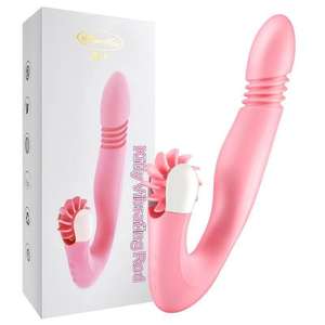 Wiederauf ladbare Kaninchen <span class=keywords><strong>Vibrator</strong></span> Zauberstab Aufsatz 3-Gang Teleskop 10 Modi Zunge lecken Sexspielzeug Heizung Schub Dildo <span class=keywords><strong>Vibrator</strong></span> - Product Image 2