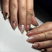Vente en gros usine – Nouveaux faux ongles français minimalistes nacrés à presser, 24 pièces, faits à la machine, semi-artisanaux en acrylique, personnalisables