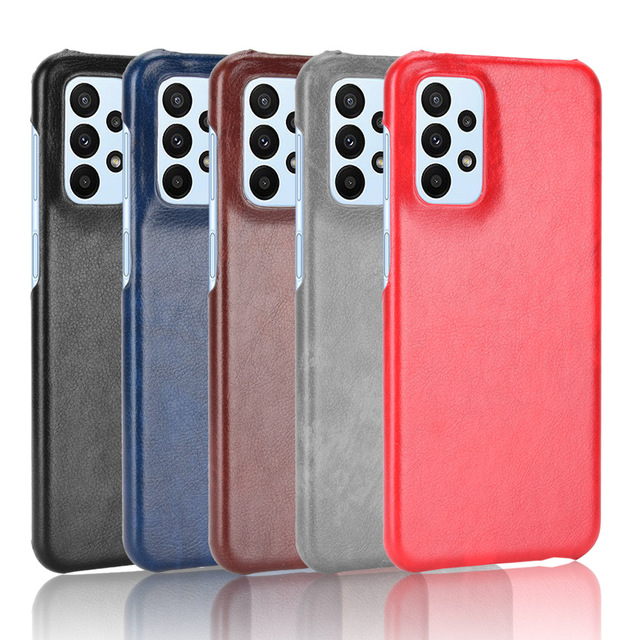 Portable Retro Litchi Pattern PU Leather Case Protective Mobile Phone Back Cover for Samsung Galaxy A23 4G Shell