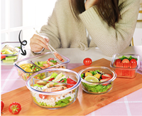 Bol à salade en verre avec couvercle en PP sans BPA, hermétique, pour micro-ondes, idéal pour conserver la fraîcheur, ensemble de boîtes à lunch