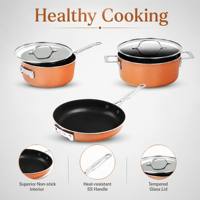 Ensemble de casseroles en aluminium avec revêtement antiadhésif, couvercle et poignée en verre, ensemble de casseroles et poêles de cuisine, facile à nettoyer