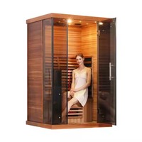 Sauna à vapeur sèche en bois massif de cèdre rouge à bas prix Offre Spéciale avec porte en verre trempé brun Utilisation extérieure écologique