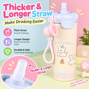 600ml Cute Cartoon Stainless Steel Vacuum Insulated <b>Water</b> <b>Bottle</b> with Straw PortableLeakproof Kids Student Drinking Cup with Car - Product Image 2
