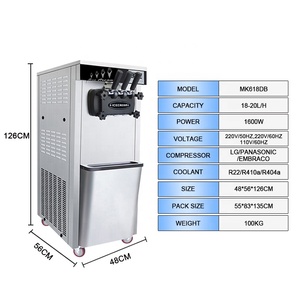 Máquina automática comercial para hacer helados de servicio suave, nuevo uso doméstico, tres sabores, yogur, leche, Chocolate, agua, Motor económico - Product Image 5