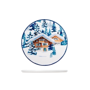 Sottopentola natalizio in ceramica Snowy House per decorazioni da tavola - Product Image 1