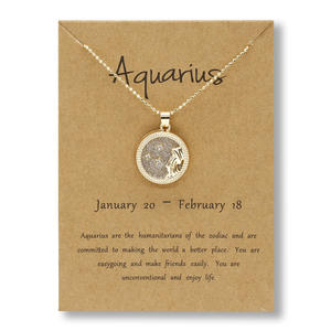 Collier du zodiaque en gros avec carte de vœux, bijoux, pendentif rond de l'horoscope, signes astrologiques, collier <span class=keywords><strong>pour</strong></span> couple, meilleur ami - Product Image 6