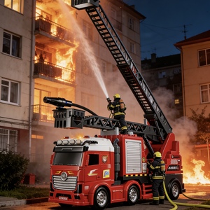 <span class=keywords><strong>Camion</strong></span> de pompiers télescopique simulé pour enfants |   Lumières et sons de pulvérisation d'eau ABS, articulations mobiles à inertie |   Cadeaux pour garçons - Product Image 4