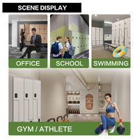 Armoires de rangement modernes en bois grainé CARTMAY, casiers modulaires personnalisés en HPL avec serrures RFID et banc pour vestiaire