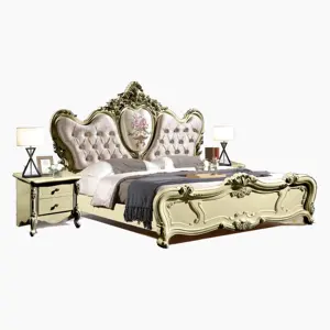 Роскошный набор мебели для спальни, кровать размера «King-Size» с резьбой по дереву, новый бренд в Европейском стиле, мебель для спальни, лидер продаж