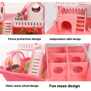 Cage de <span class=keywords><strong>Hamster</strong></span> Harajuku en Métal Acrylique à Double Couche avec Nid d'Ours Doré Fermeture à Bouton à Motif Solide, Livraison Gratuite - Product Image 4