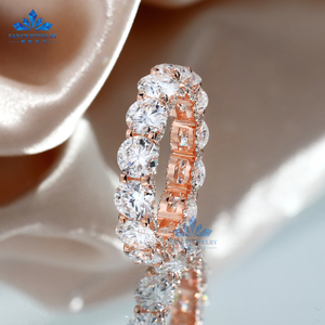 アイシングアウトダイヤモンド女性用リング0.5CT Moissaniteダイヤモンド925シルバーメッキローズゴールド婚約指輪ギフト用 - Product Image 6