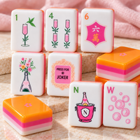 Jeu de tuiles de mahjong en acrylique pour les brunchs et cocktails en famille, entre amies et en couple, idéal pour les week-ends chaleureux