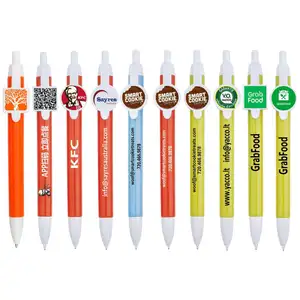 تخصيص البلاستيك دائرة جولة كليب أقلام حبر جاف-شخصية الشركة علامة شعار المطبوعة كبير كليب قلم حبر جاف ترويجي