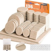 300 Stück Premium Selbstklebende Filzgleiter Runde und Quadratische Form Möbelfüße Gleitpads für Stuhlbeine Holzbodenschutz