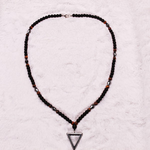 Collar con Colgante Triangular de Siete Pulsos Magnéticos, Ojo de Tigre, Ágata Negra Mate, Joyería de Moda Masculina para Uso Diario - Product Image 4