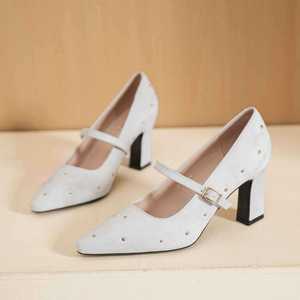 Zapatos de Mujer Mary Jane con Punta Cuadrada, Tira Única, Tacón Cuadrado de 5 cm, Antideslizantes, de Microfibra - Product Image 2