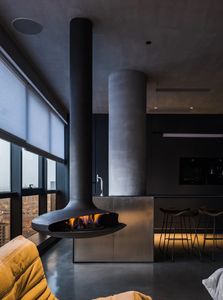 Poêle à bois <span class=keywords><strong>moderne</strong></span> en acier au carbone, foyer décoratif <span class=keywords><strong>suspendu</strong></span>, foyer <span class=keywords><strong>suspendu</strong></span> au plafond, intérieur pour hôtel, appartement - Product Image 4