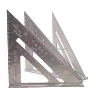 Règle triangulaire impériale en argent de 7 pouces, règle d'angle épaissie à 90 degrés, règle d'angle droite en alliage d'aluminium pour le travail du bois