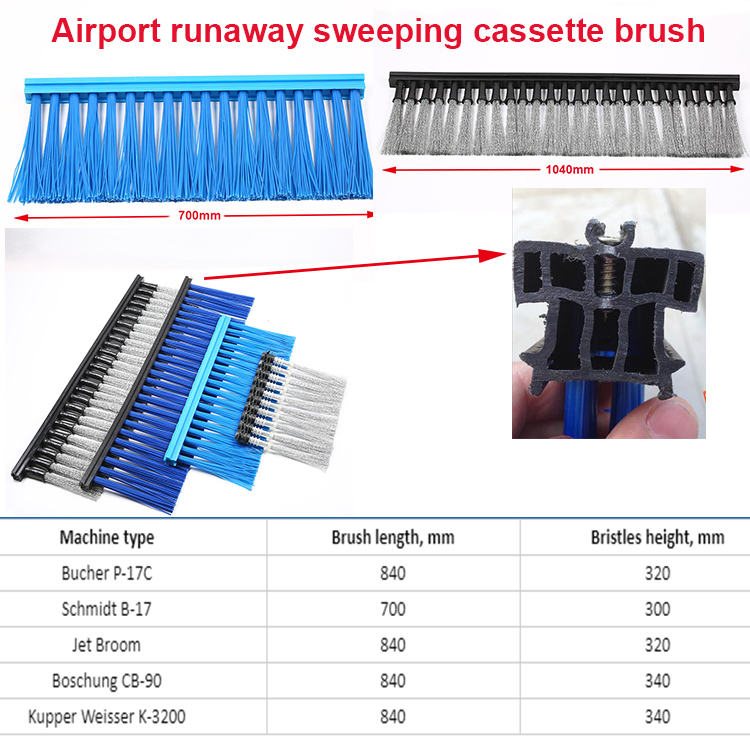 Airport Cassette Steel Brushes For Runway Sweepers Cleaning Solutions