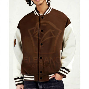 Chaqueta Varsity de Invierno para Hombre, Estilo Urbano, Cuello Alto, Botón Único, Bolsillos Delanteros, Resistente al Viento, Transpirable, de Lona - Product Image 1