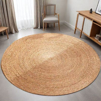 Tapis rond en jonc tissé à la main, grand tapis de sol pour salon, décoration photographique, style campagnard américain, couleur unie