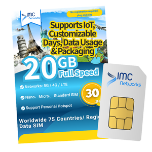 Tarjeta SIM IoT Global Personalizada para 75 Países/Regiones, Datos Flexibles 4G 5G por Mes, Tarjeta SIM de Roaming de 1 Año para Revendedores - Product Image 1