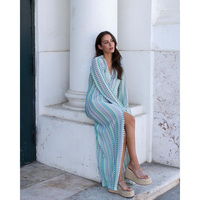 Robe en maille à col en V profond, motif tendance, robe de plage, logo personnalisé, robe décontractée populaire, vente en gros directe usine