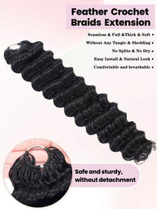 Extensiones de Cabello Humano FH Deep Wave Crochet Braid, 100g, Cabello Virgen Pre-separado, Rizado, Sin Trama - Product Image 4