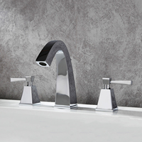Robinet de salle de bain chromé à arc de 8 pouces - Mitigeur de lavabo à double poignée avec vannes à disque en céramique