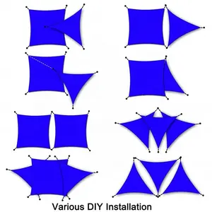 Voile d'ombrage d'extérieur étanche HDPE et Oxford, matériau stabilisé aux UV, voile d'ombrage Triangle et forme carrée, vente d'ombrage