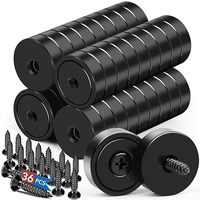 Aimants en pot de 16 mm, 20 mm, 25 mm, 32 mm, aimants néodyme N35 N52 avec trous pour vis à tête fraisée, base magnétique noire puissante pour montage