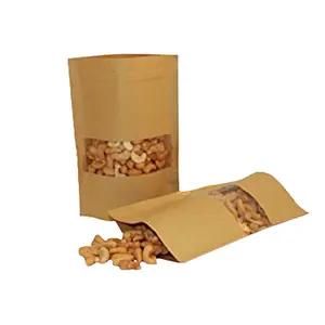 Brown Kraft Paper Pisello Snack Alzarsi Finestra Del Sacchetto Del Sacchetto Della Chiusura Lampo