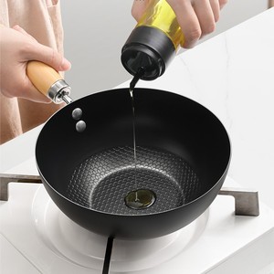 Mini Cast Iron Wok Flat Bottom Uncoated Non Stick For Induction Cooking Home Use Single Serving Baby Food Preparation - Product Image 1