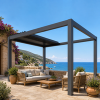 Pergola bioclimatique entièrement rétractable en aluminium, gazebo à toit à lames orientables avec auvent imperméable pour jardin et terrasse