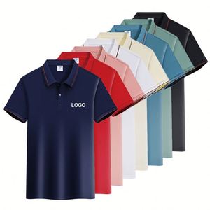 เสื้อโปโลผู้ชายผ้าคอตตอนผสมโพลีเอสเตอร์เนื้อไอซ์ซิลค์ ระบายอากาศได้ดี ซับเหงื่อ แห้งไว ใส่สบาย เหมาะสำหรับเล่นกอล์ฟ แขนสั้น ใส่ได้ในฤดูร้อน - Product Image 1