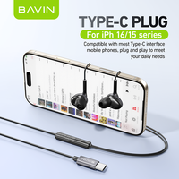 BAVIN HX879 Noir Blanc 3.5mm Type c Plug in Ear Wire Music Earphone Casque avec Microphone HD
