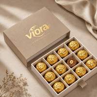 Boîte à tiroir en papier pour emballage de chocolat personnalisé, boîte à tiroir coulissante pour cadeaux, bonbons, desserts avec séparateur