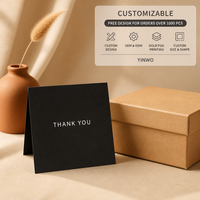 Carte de remerciement minimaliste noire mate personnalisée de haute qualité, logo personnalisé, forme personnalisée, OEM