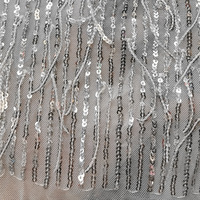 Offre Spéciale extensible maille broderie 3mm Sequin gland tissu rayé paillettes Tulle tissu pour robe formelle scène perles tissu