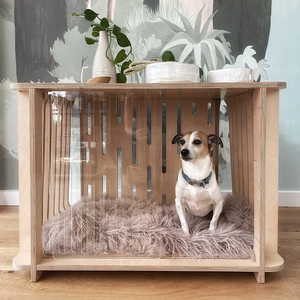 JUNJI Chenil moderne en bois pour chiens Porte intérieure de caisse pour animaux de compagnie de style animal de compagnie pour petits et grands chiens pouvant également être utilisée Meubles de table d'appoint - Product Image 4