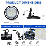 Éclairage LED UFO à économie d'énergie super lumineux 150W 19500LM 120V pour entrepôt, usine, atelier, garantie de 2 ans, IP65, UL, FCC