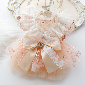 Summer Thin Cat Princess Dress Rose <b>Gold</b> Floral Polyester Skirt For Small Dogs Teddy Dogs Four Seasons Pet <b>Clothes</b> - Product Image 2