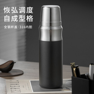 Stainless Steel <b>Thermos</b> Flask 316 Full Steel Vacuum Cup Portable Travel <b>Bottle</b> Black Gray White Green Handgrip Design - Product Image 4