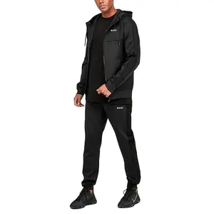 Wholesale manufacture custom made plain casual streetwear 4 way stretch sportswear jogging suit men