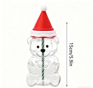 Vaso de Vidrio con Forma de Oso, Lindo Diseño de Dibujos Animados para Café, Jugos, Té y Leche, Diseño Clásico G25-762 - Product Image 5