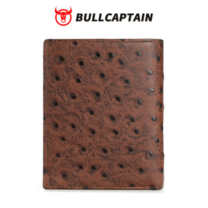 กระเป๋าสตางค์หนังนกกระจอกเทศแท้ BULLCAPTAIN รุ่นใหม่ แฟชั่นสำหรับผู้ชาย กระเป๋าสตางค์แบบสั้น จัดระเบียบได้ แบรนด์หรู พร้อมช่องใส่บัตร - Product Image 6