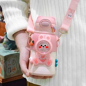 Children'S Cartoon 316 Insulated Stainless Vacuum <b>Flask</b> With Straw Cartoon Thermal Water <b>Bottle</b> Thermocup Drinkware - Product Image 2